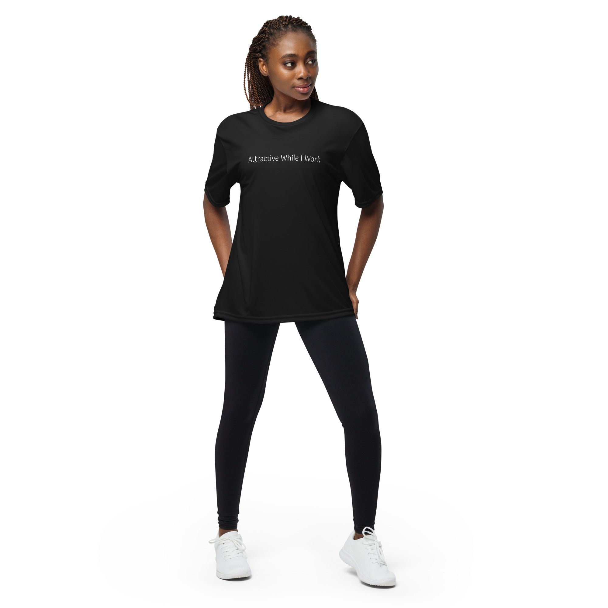 "Attractive While I Work" Unisex performance crew neck t-shirt