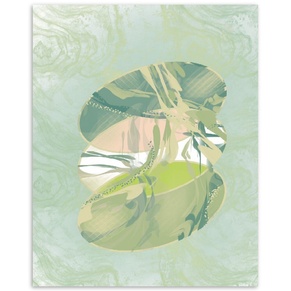 Wavy Green Circles | Aluminum Print - Hollistic Human Shop