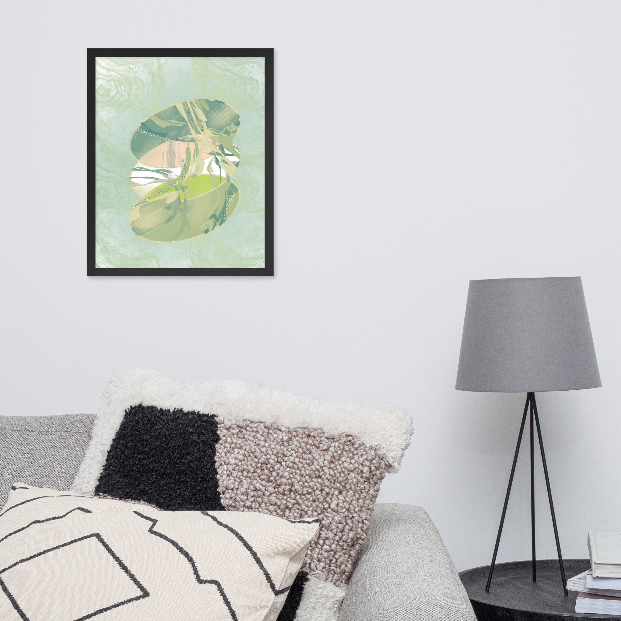 Wavy Yellow Green Circles Framed Print - Hollistic Human Shop