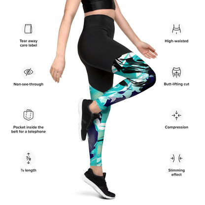 Wavy Blue Premium Sports Leggings