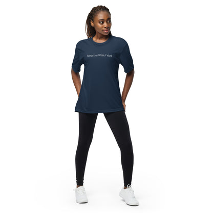 "Attractive While I Work" Unisex performance crew neck t-shirt