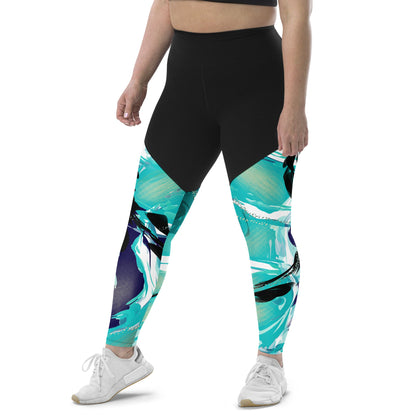 Wavy Blue Premium Sports Leggings - Hollistic Human Shop