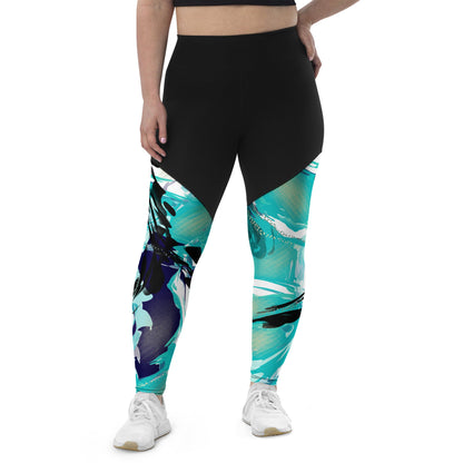 Wavy Blue Premium Sports Leggings - Hollistic Human Shop