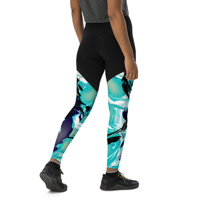 Wavy Blue Premium Sports Leggings - Hollistic Human Shop