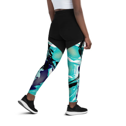 Wavy Blue Premium Sports Leggings - Hollistic Human Shop