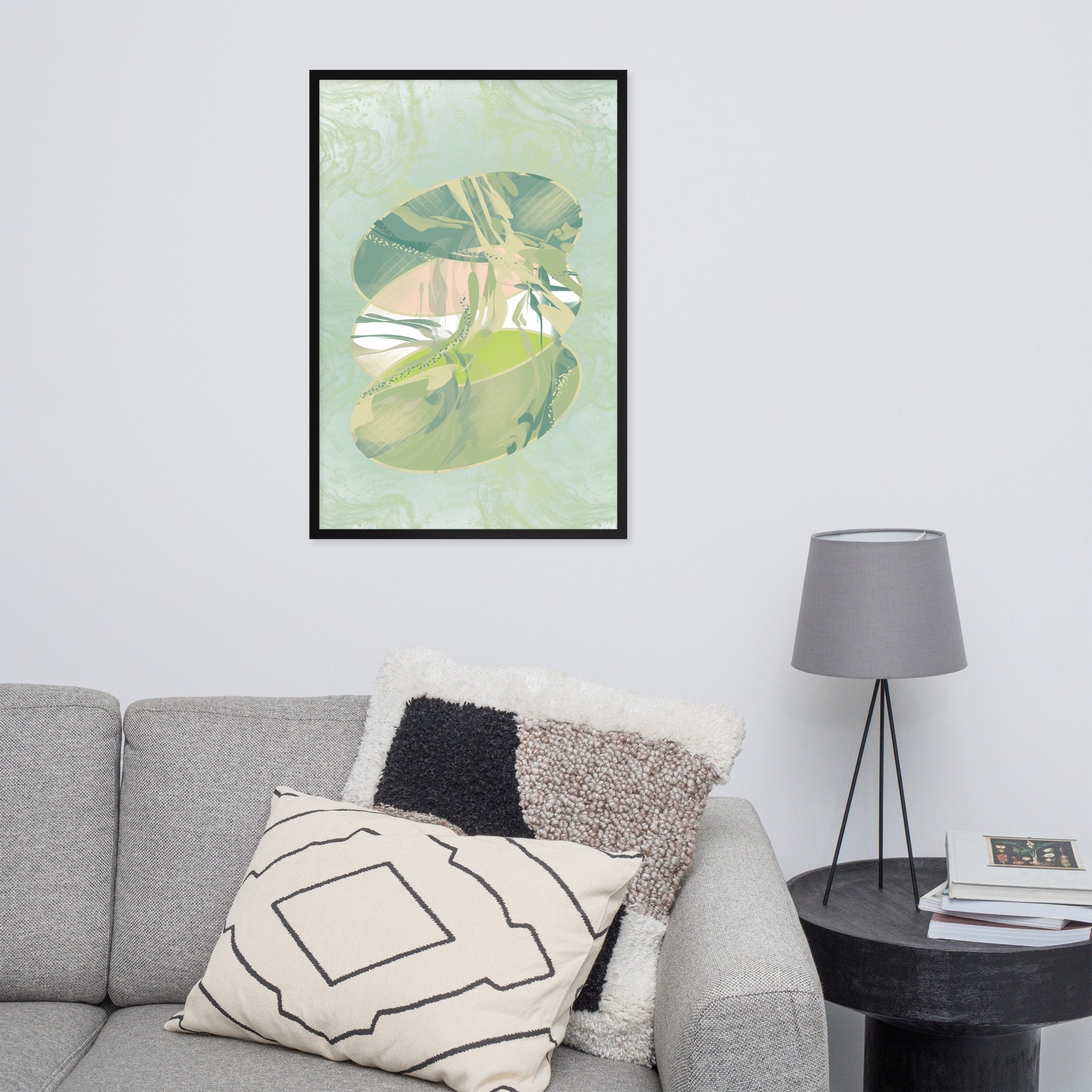 Wavy Yellow Green Circles Framed Print - Hollistic Human Shop